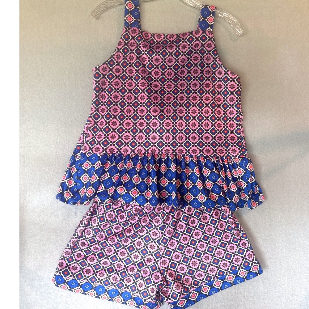 Cuddl Duds Womens Pajama Set XS Pink Blue Peplum Tank Shorts 2pc Loungewear - Picture 6 of 8